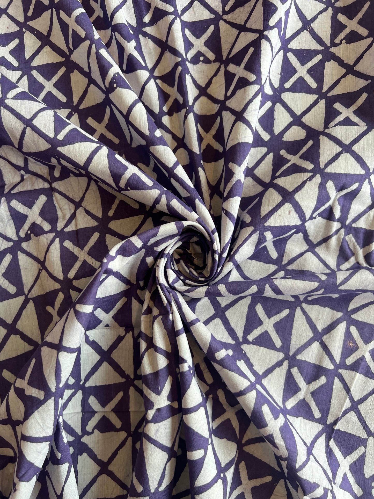 Purple Geometrical Batik Printed Cotton Fabric