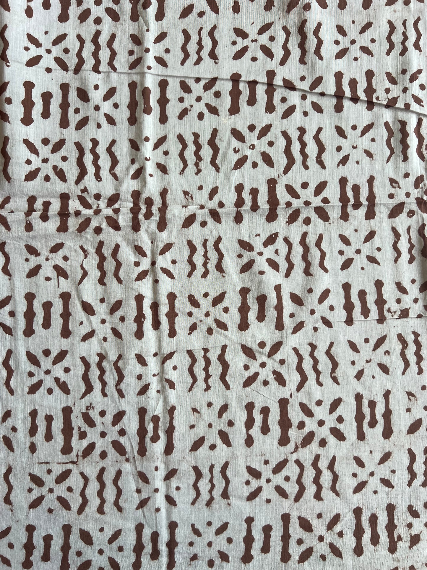 Brown Geometrical Batik Printed Cotton Fabric
