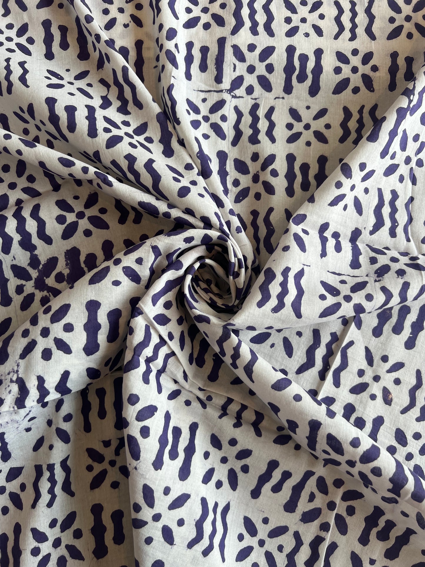 Purple Geometrical Batik Printed Cotton Fabric