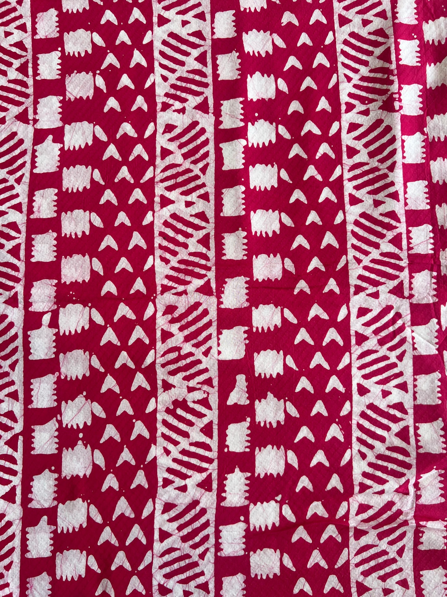 Rani Pink Geometrical Printed Self Weaved Cotton Fabric
