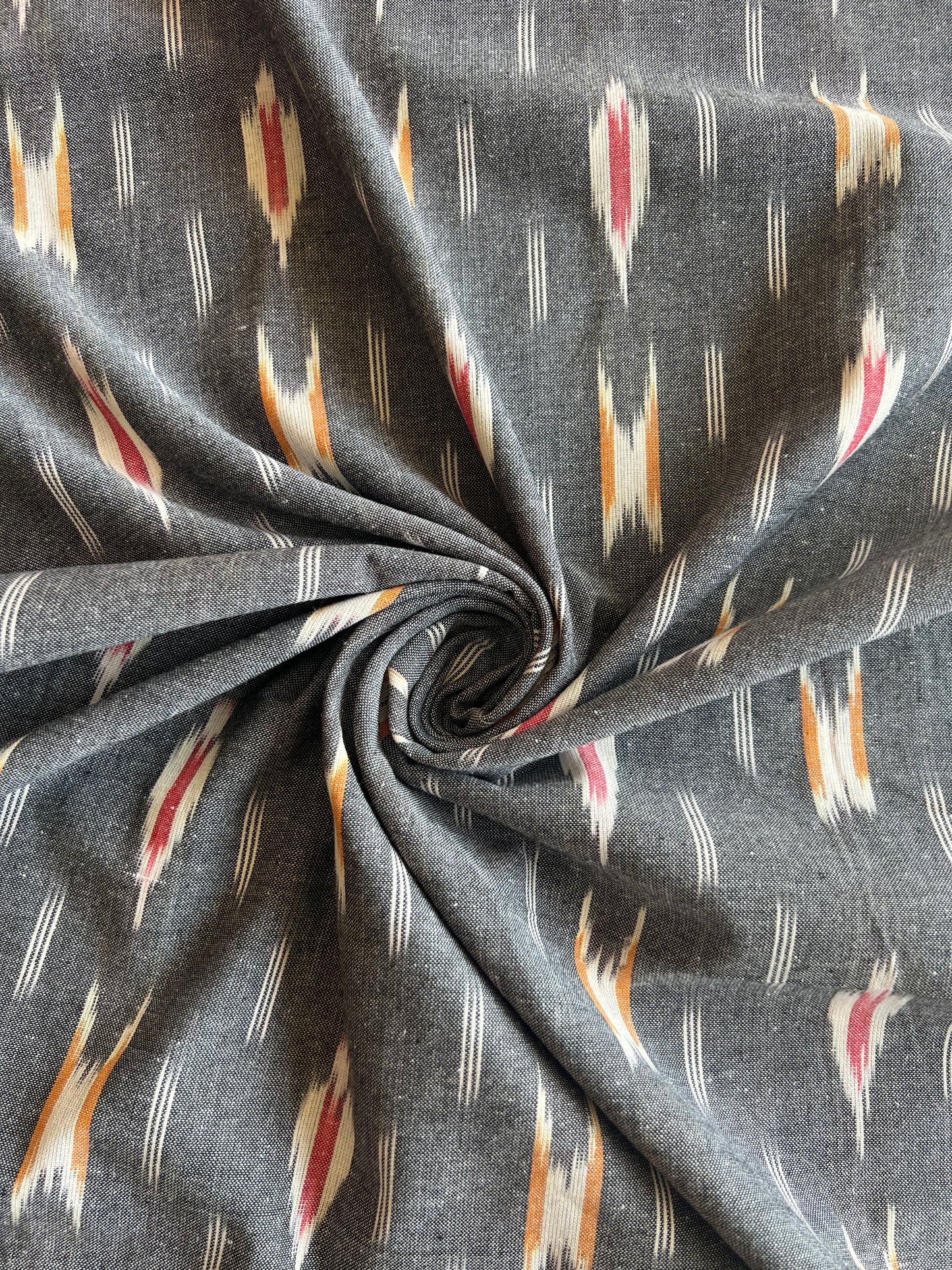 Geometric Woven Washed Ikat Cotton Fabric