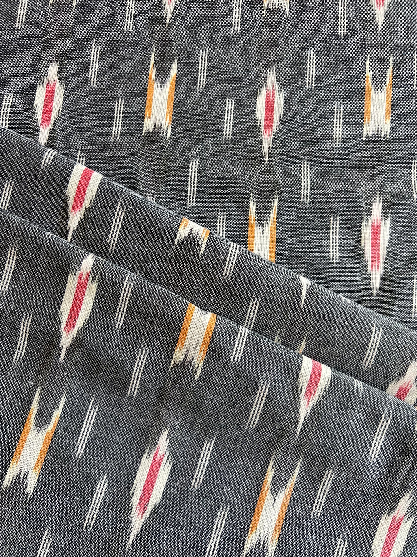 Geometric Woven Washed Ikat Cotton Fabric
