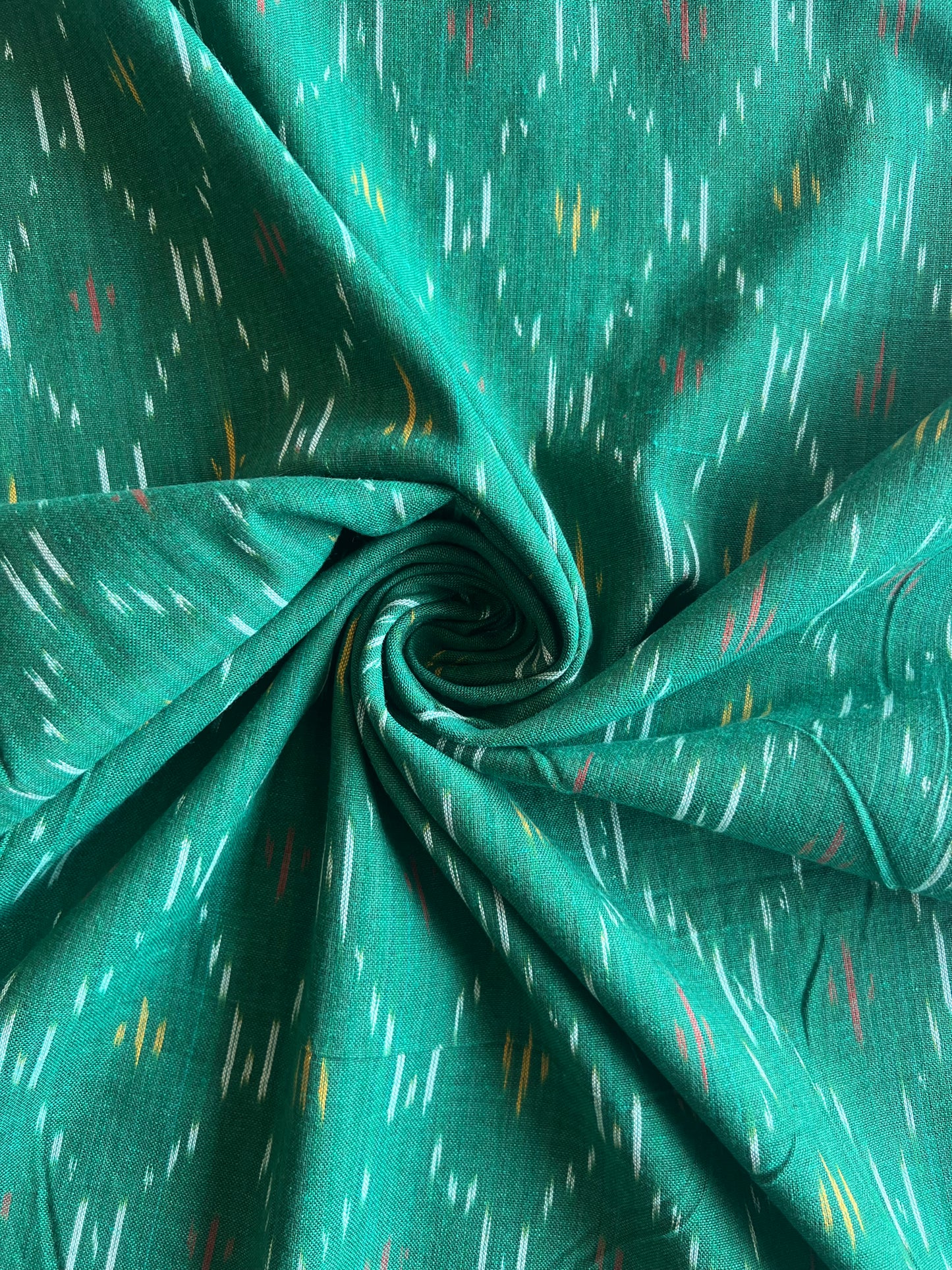 Geometric Woven Washed Ikat Cotton Fabric