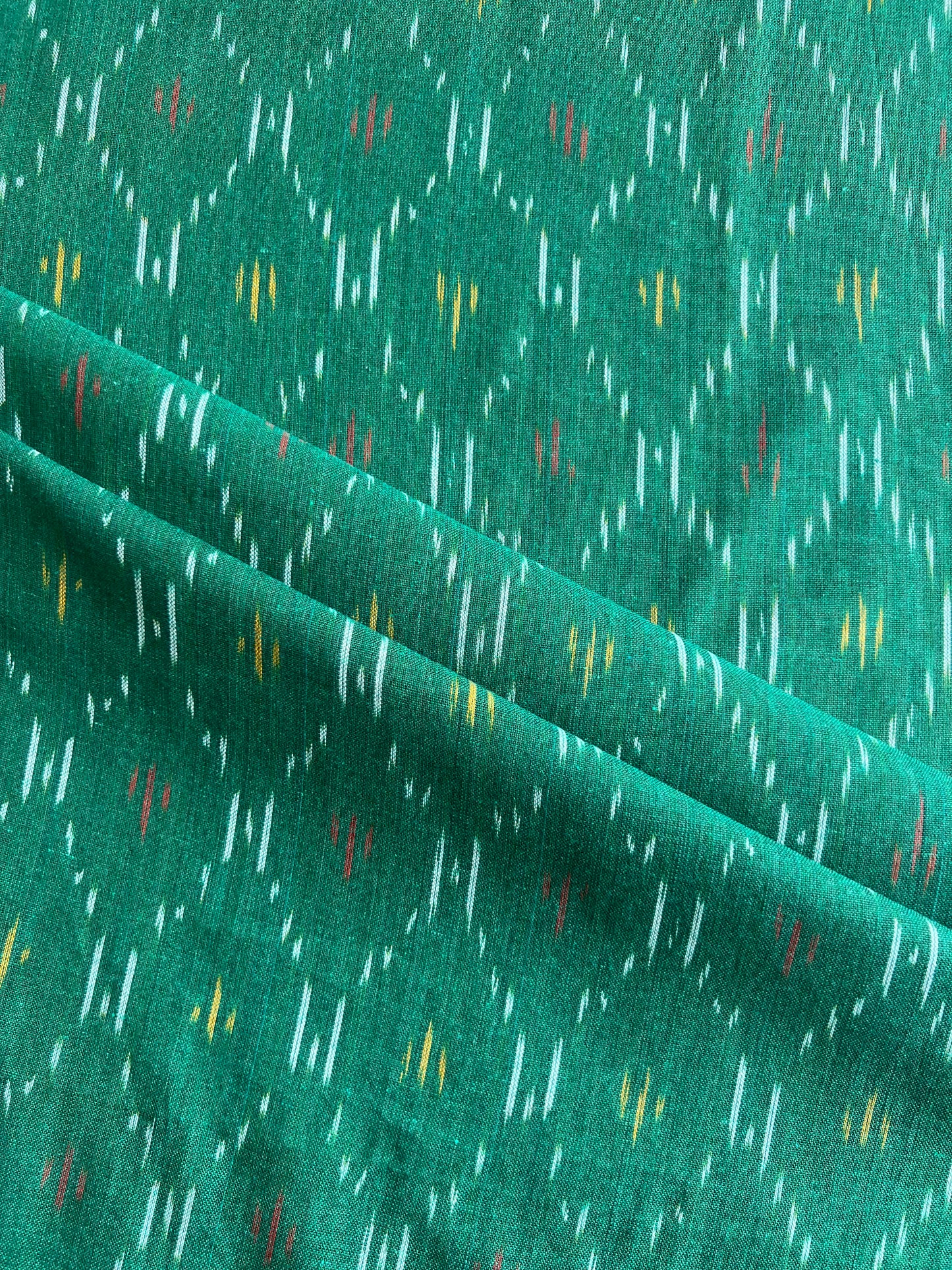 Geometric Woven Washed Ikat Cotton Fabric