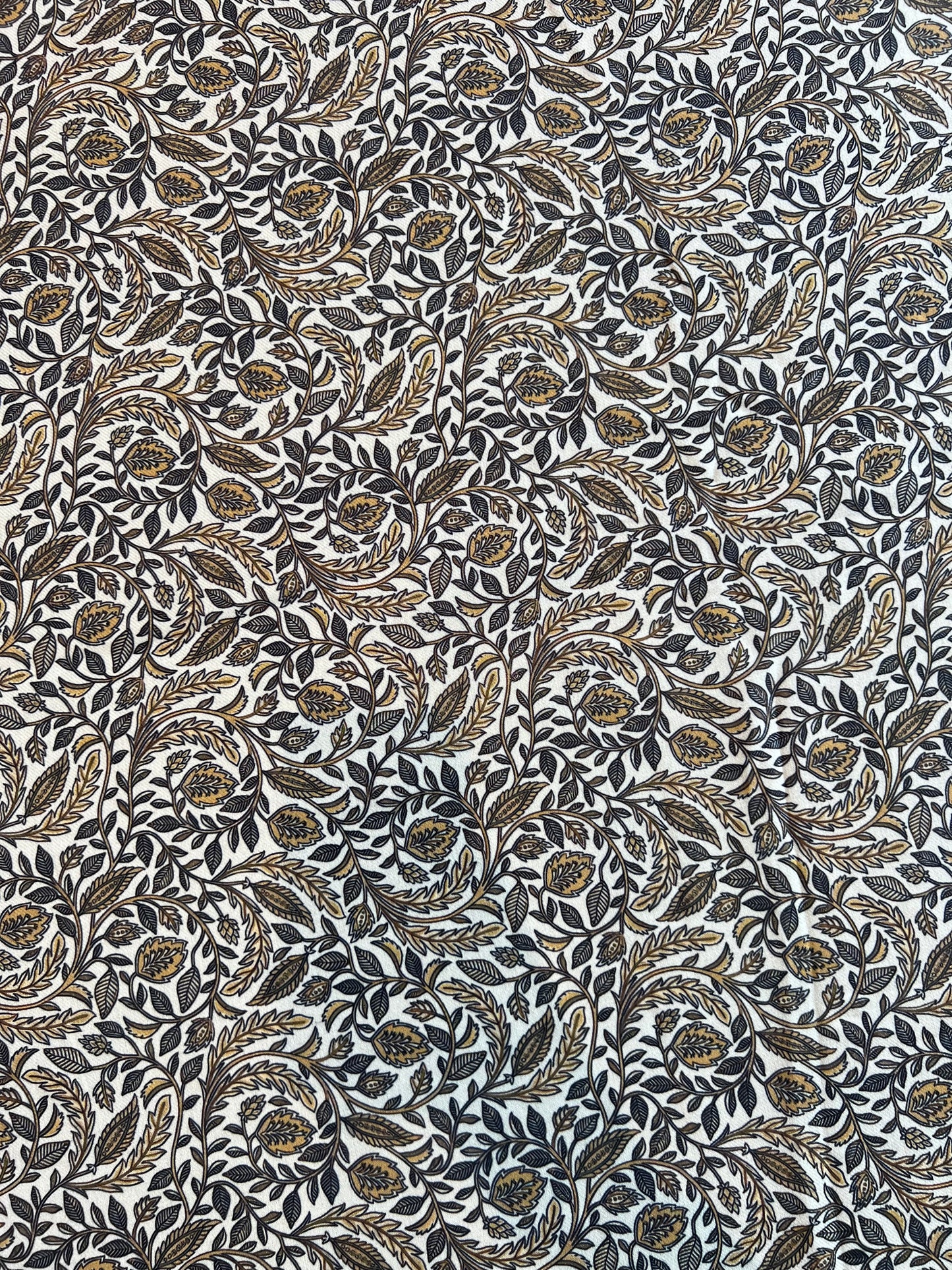 Beige Floral Jaal Printed Cotton Spun Fabric