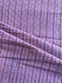 Wine Self Embroidered Cut Work Cotton Fabric
