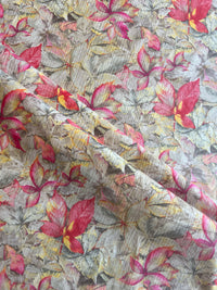 Peach Floral Printed Cotton Fabric