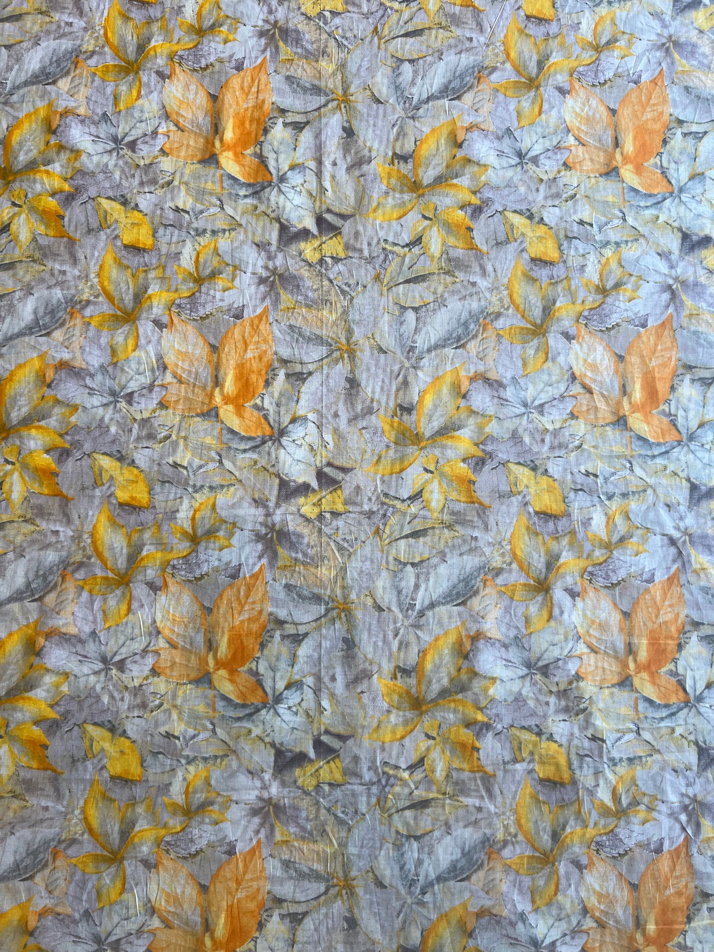 Yellow Floral Printed Cotton Fabric