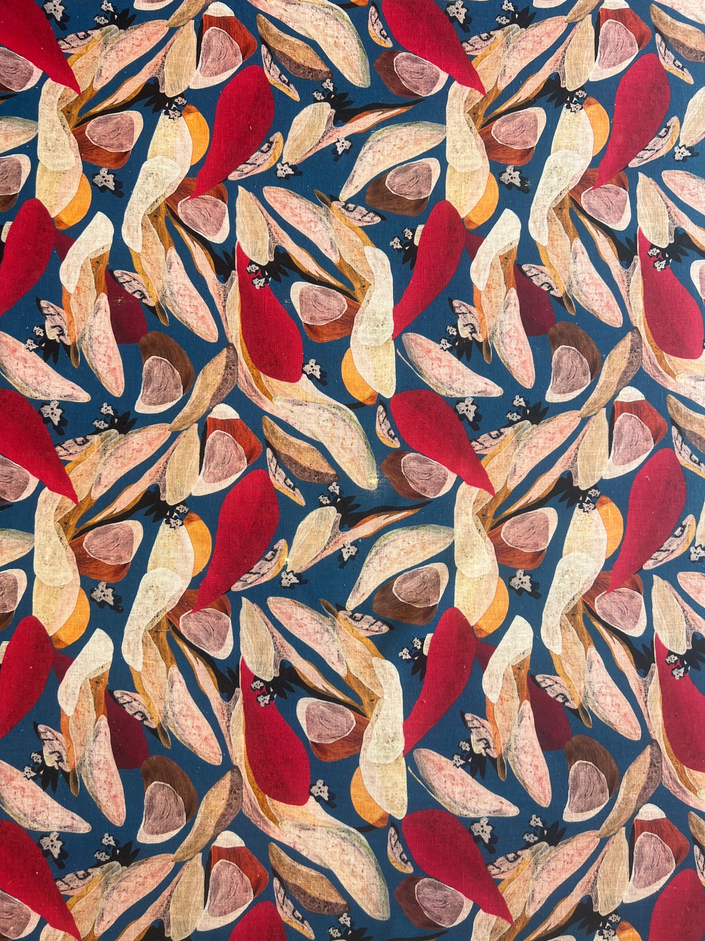 Abstract Multicolour Print Cotton Linen Fabric
