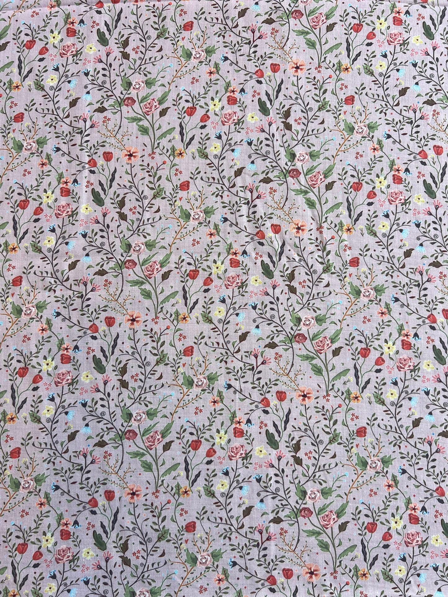 Peach Floral Printed Cotton Fabric