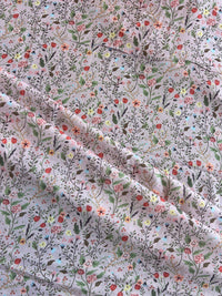 Peach Floral Printed Cotton Fabric