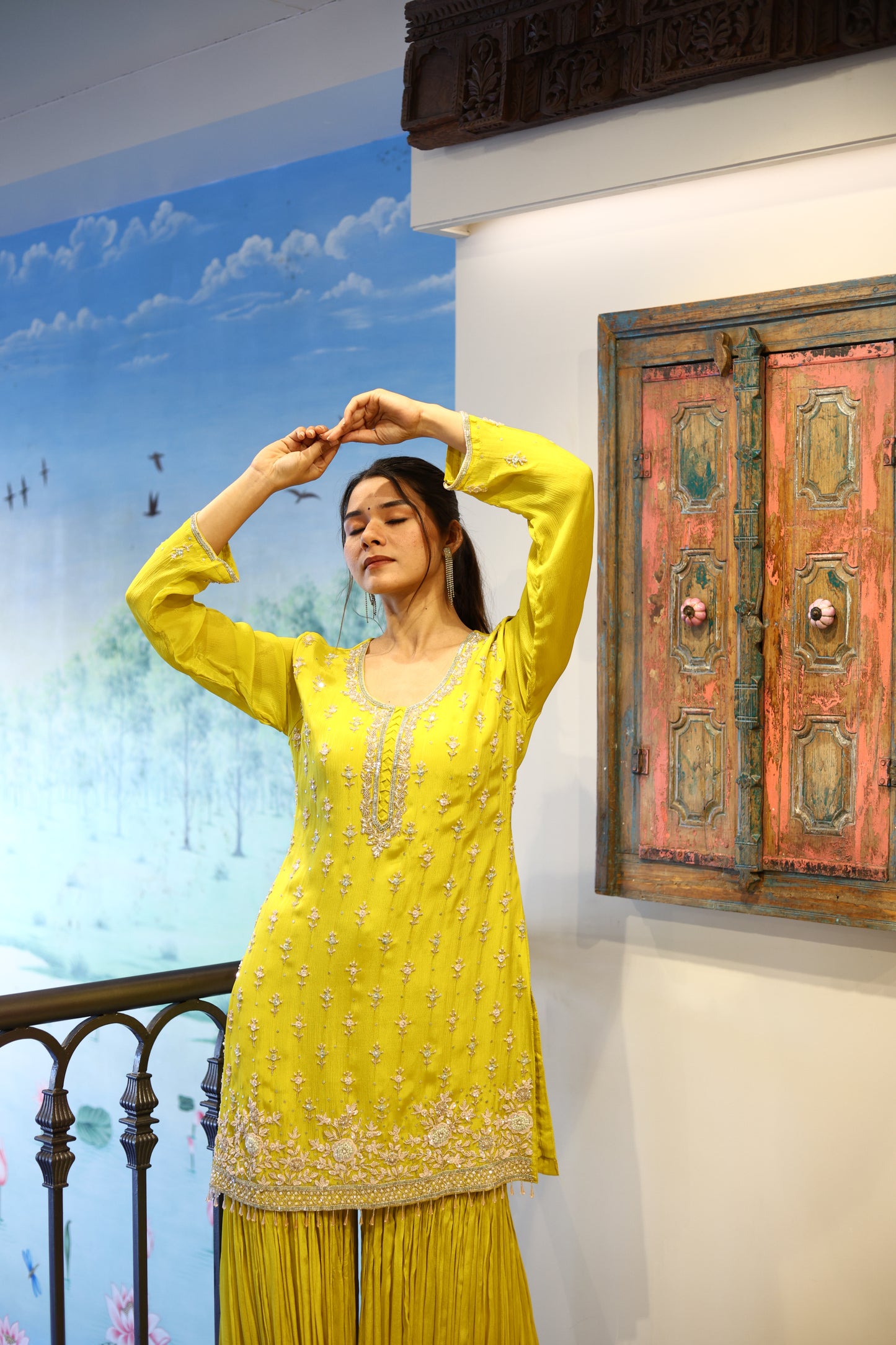 Lime Chinon Sharara Set