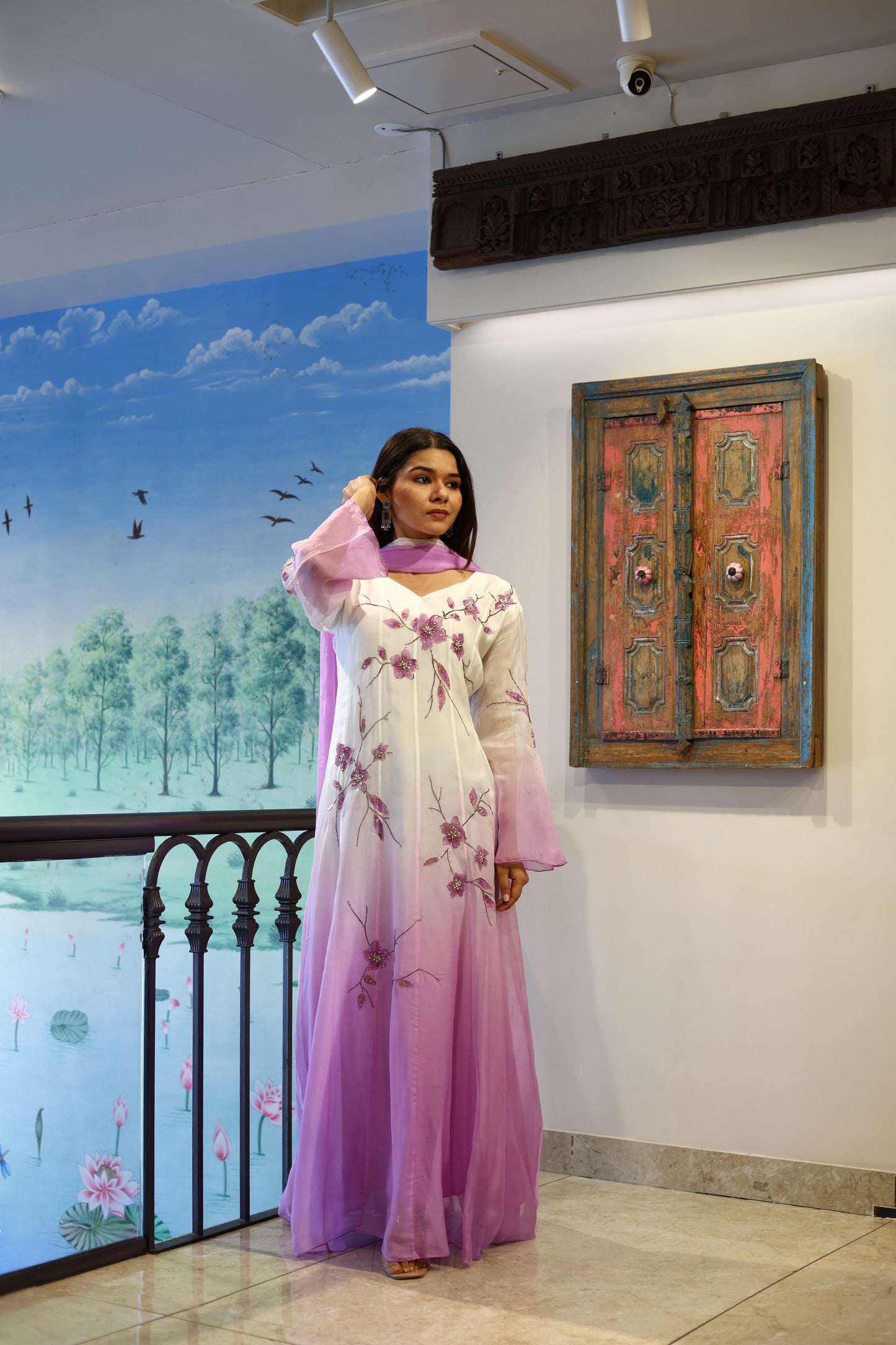 Ombre Dyed with Hand Painted Gown