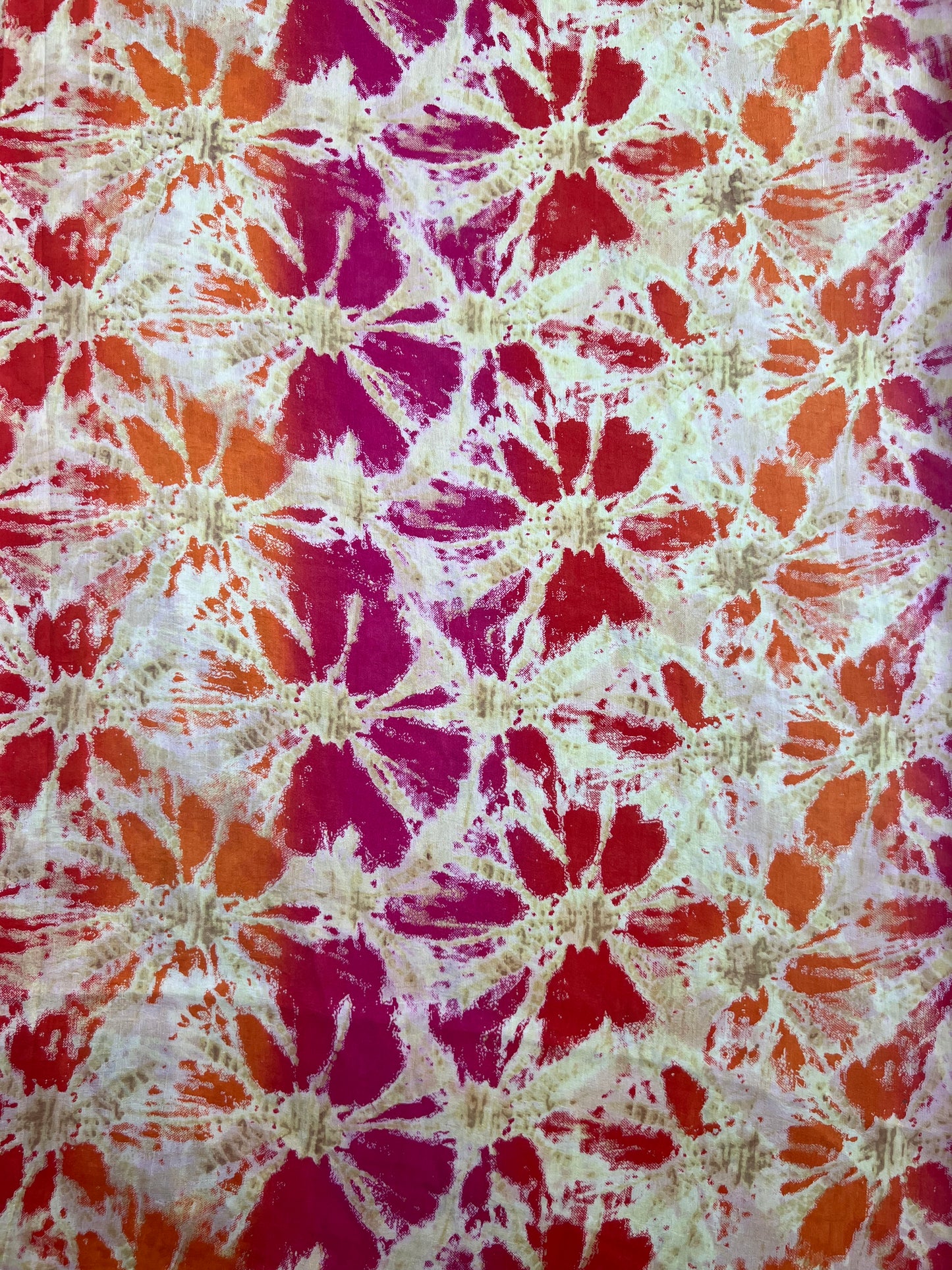Multicolour Shibori Printed Satin Fabric