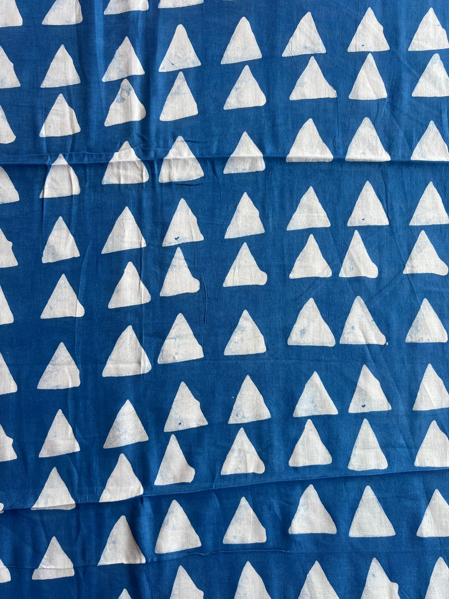 Blue Geometrical Printed Batik Glace Cotton Fabric