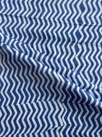 Blue Geometrical Printed Batik Glace Cotton Fabric