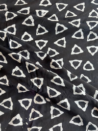 Black Geometrical Batik Printed Modal Fabric