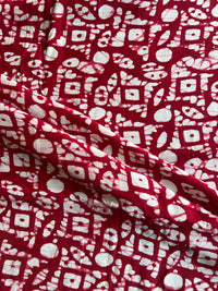 Red Abstract Batik Printed Modal Fabric