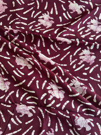 Maroon Abstract Batik Printed Modal Fabric