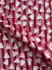 Maroon Geometrical Printed Self Weaved Cotton Fabric