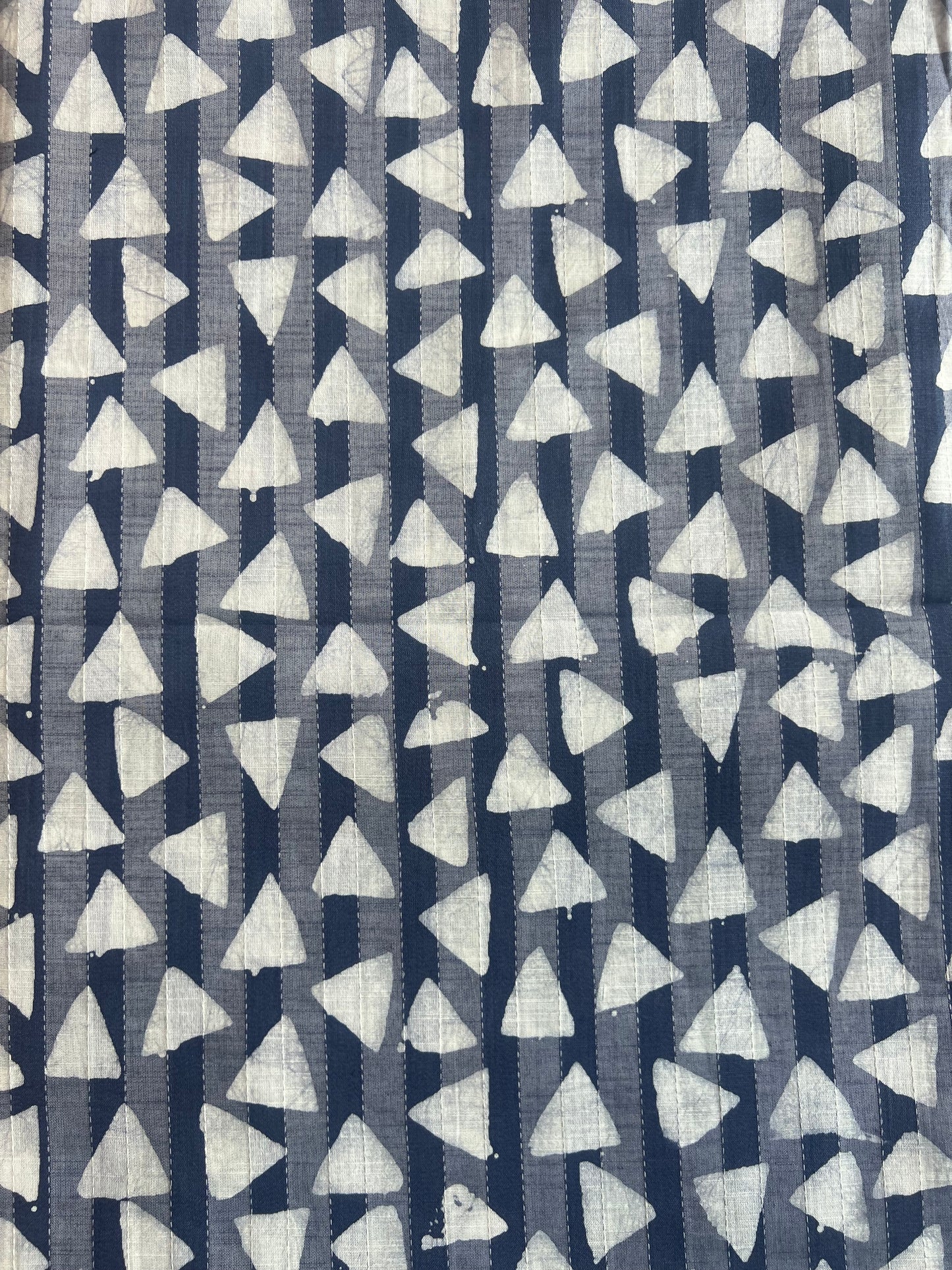 Blue Geometrical Printed Self Weaved Cotton Fabric