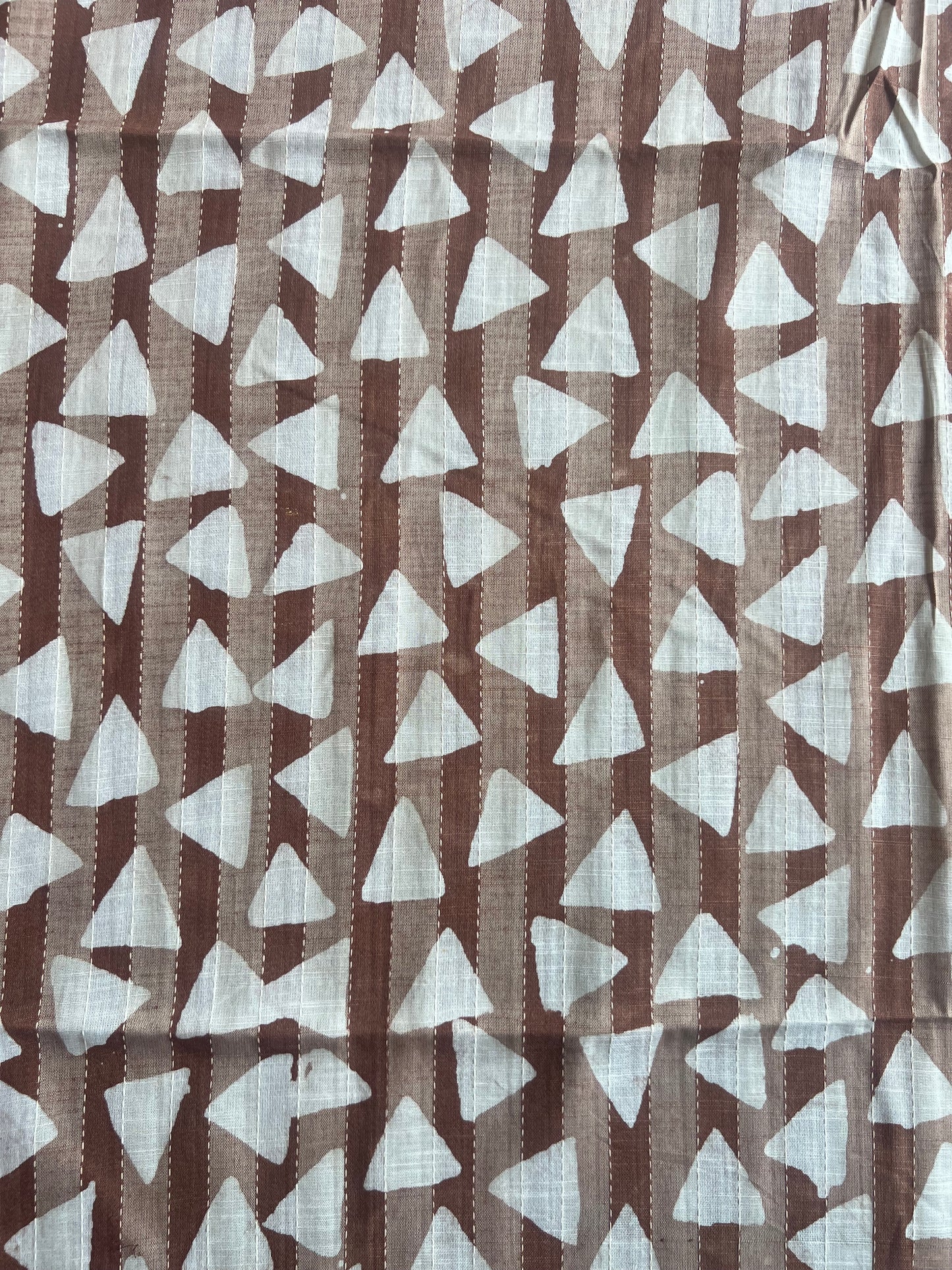 Beige Geometrical Printed Self Weaved Cotton Fabric