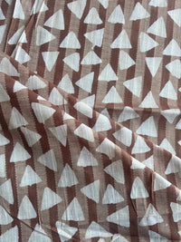 Beige Geometrical Printed Self Weaved Cotton Fabric
