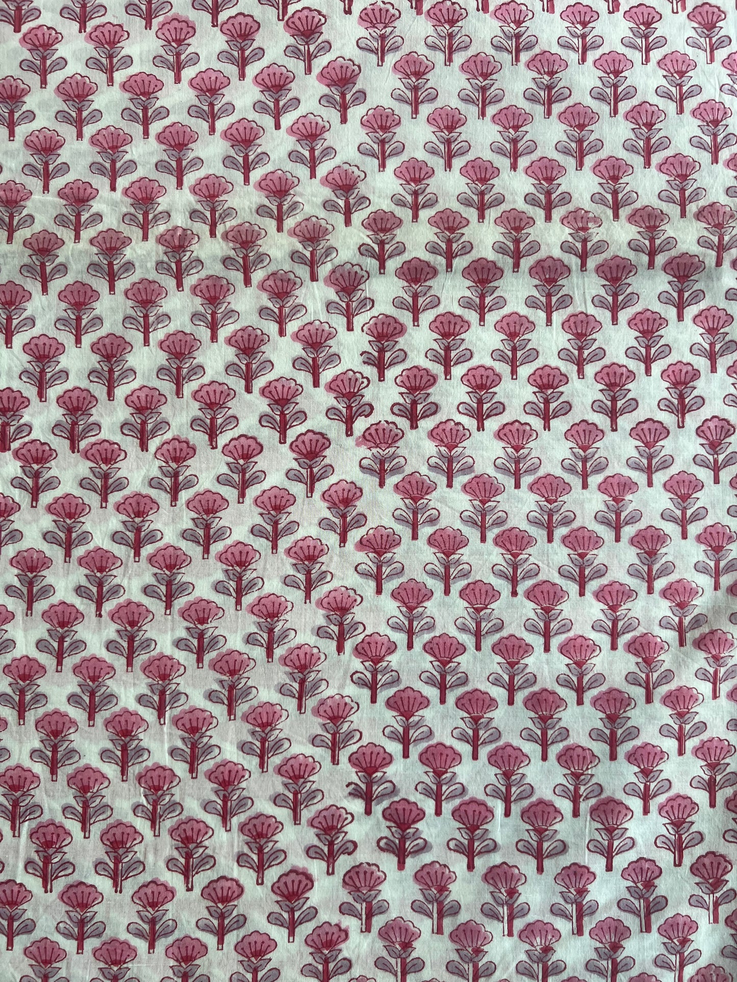 Pink Buti Block Printed Cotton Fabric