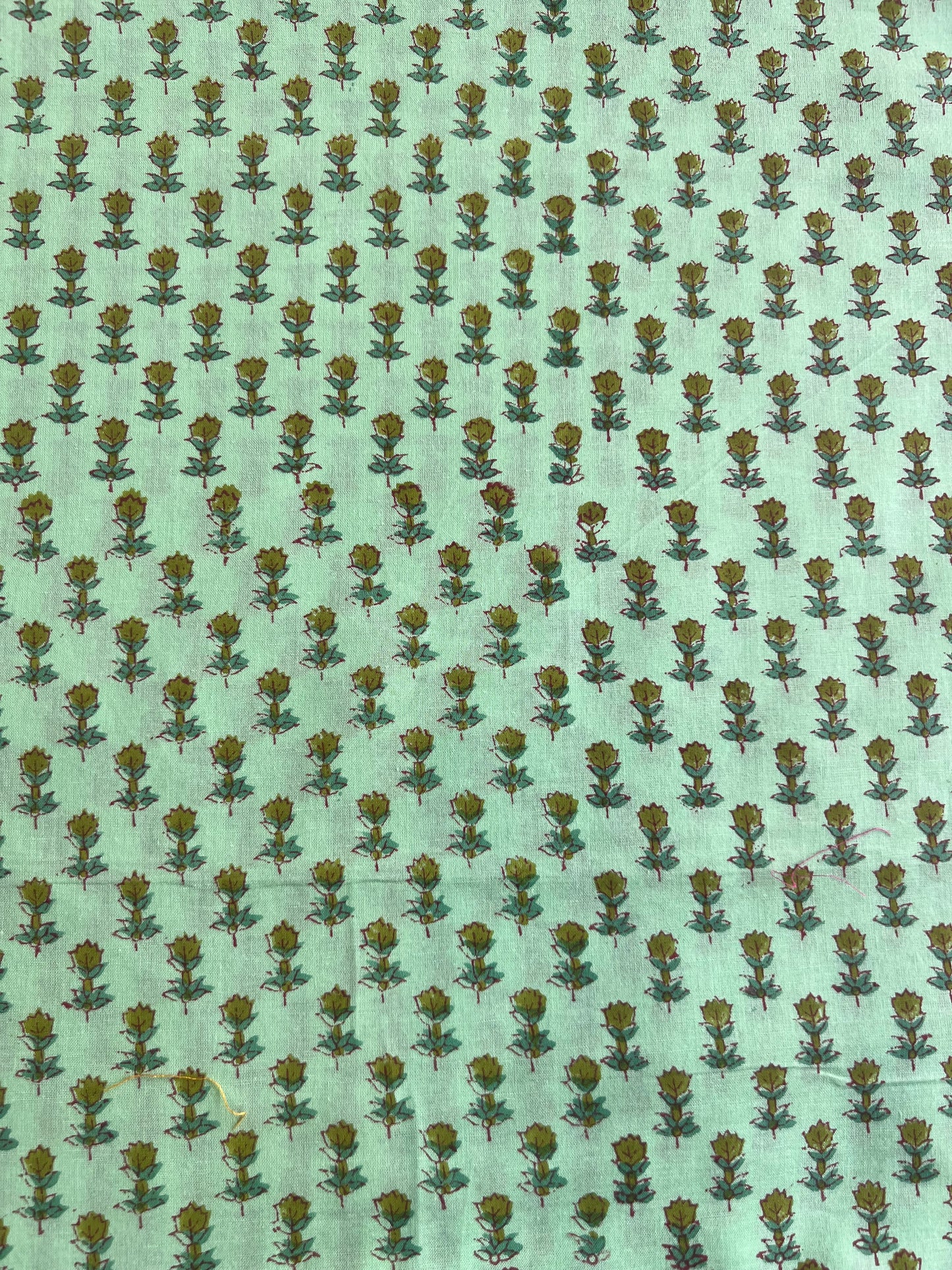 Green Buti Block Printed Cotton Fabric