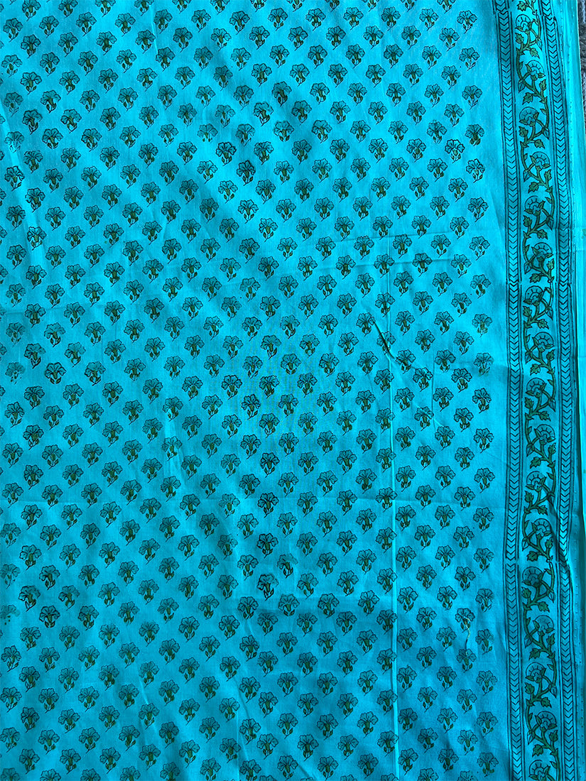 Rama Green Hand Block Printed Cotton Fabric