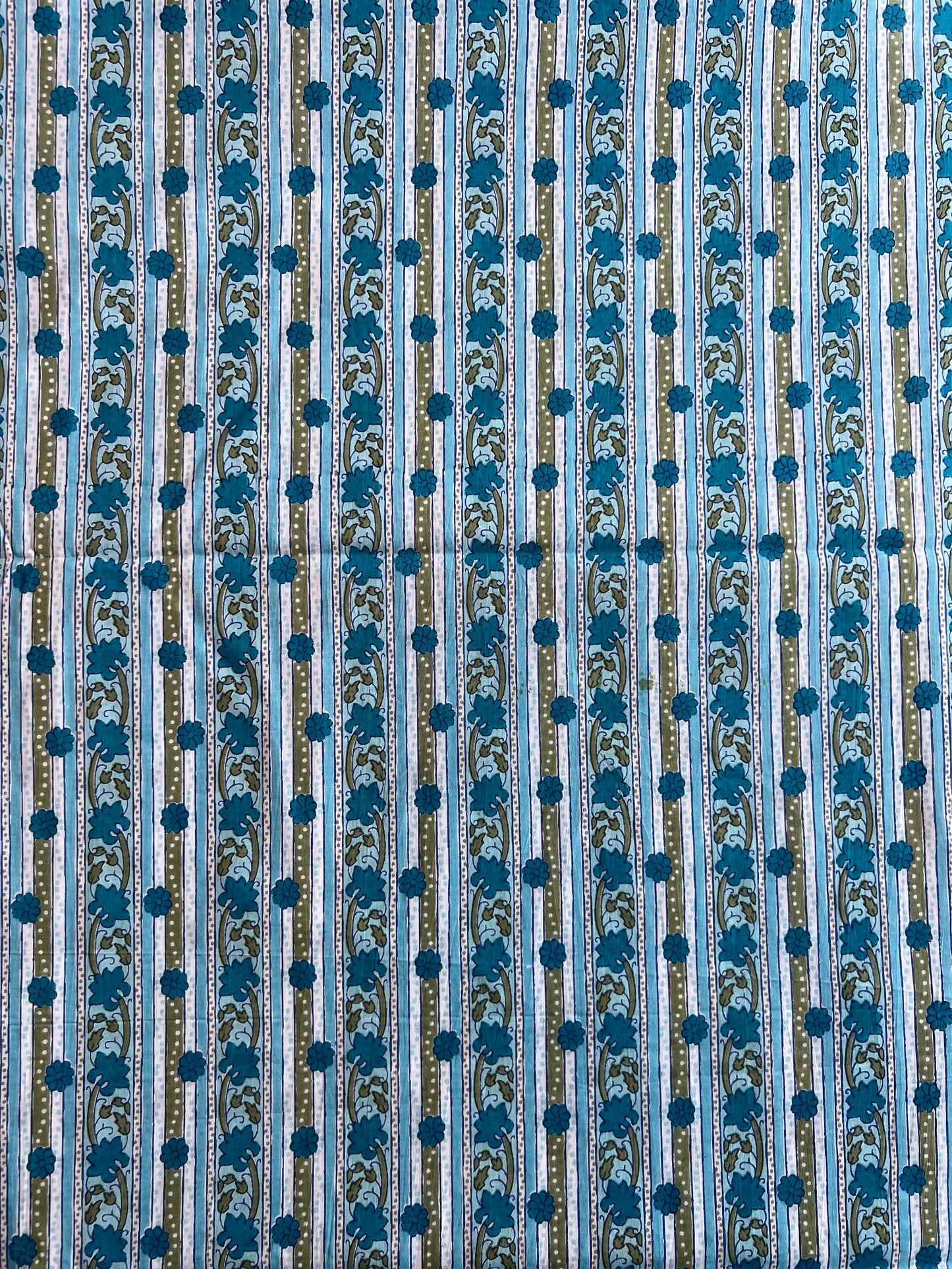 Blue Stripes Printed Cotton Fabric