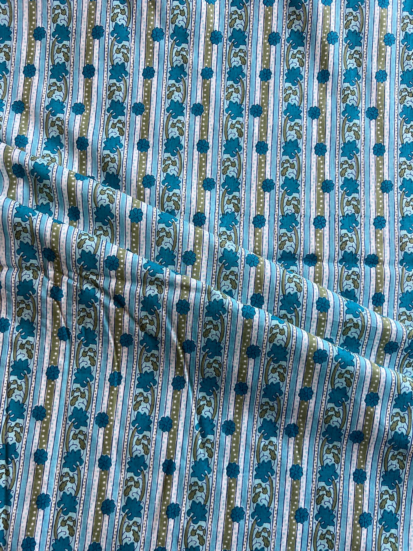 Blue Stripes Printed Cotton Fabric