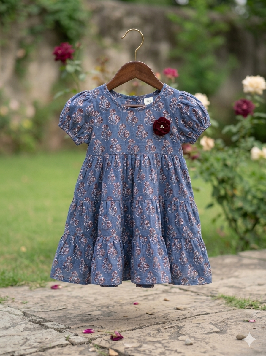 Midnight Floral Jaipur Frock