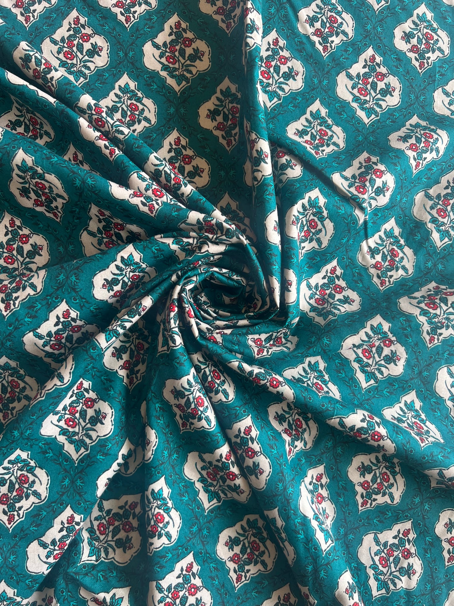 Rama Green Floral Printed Cotton Fabric