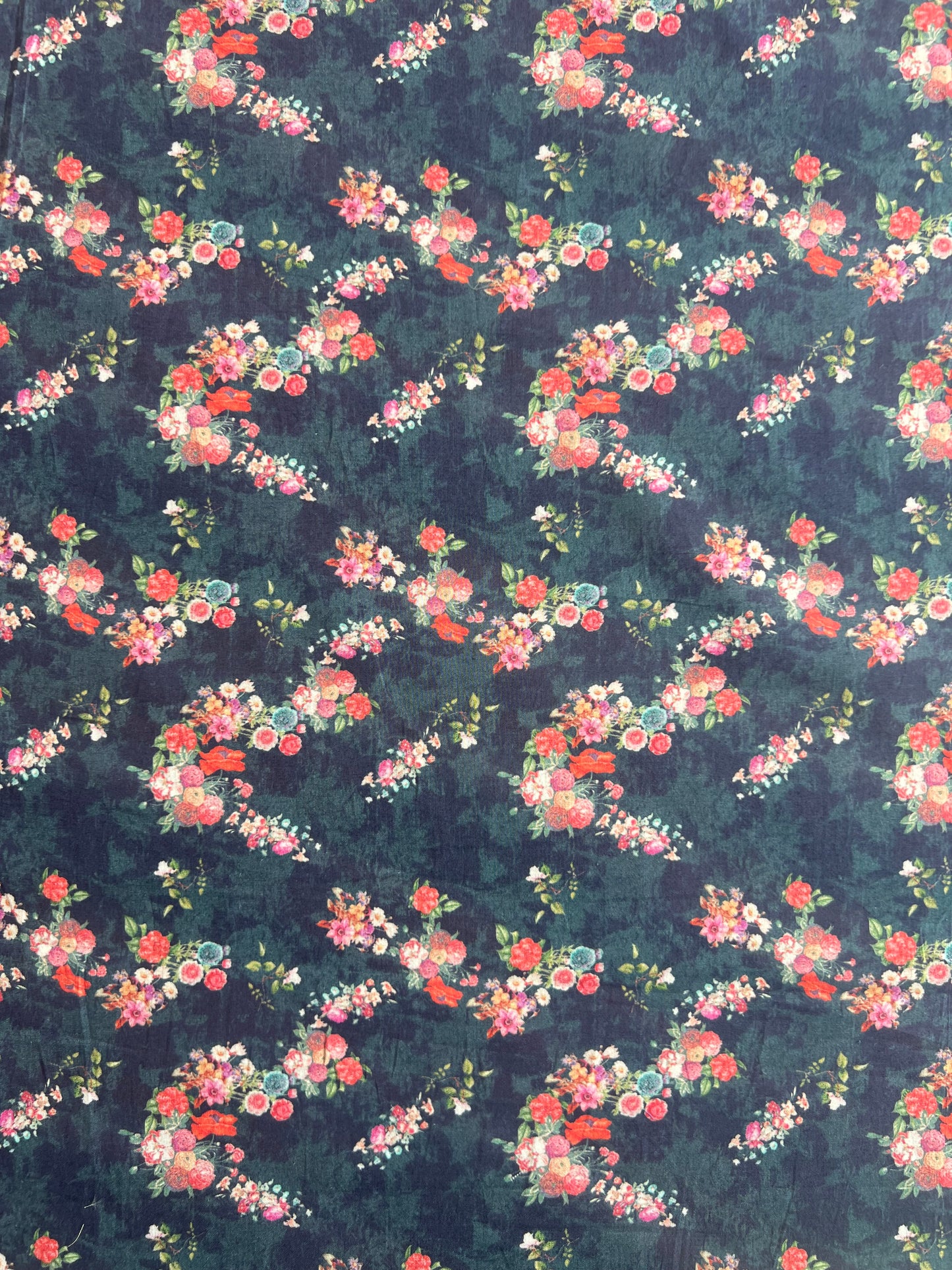 Blue Multi Colour Floral Printed Cotton Fabric