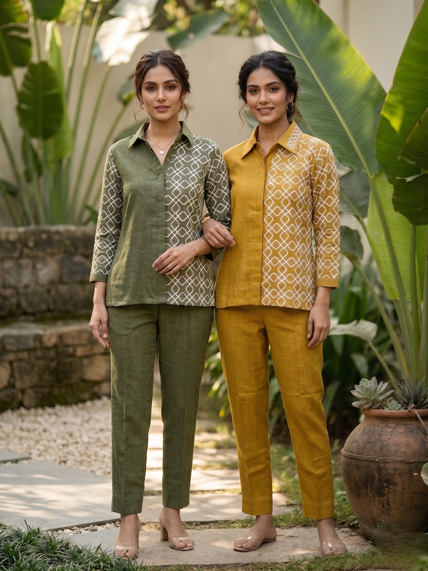 Mustard Embroidered Linen Co-ord Set