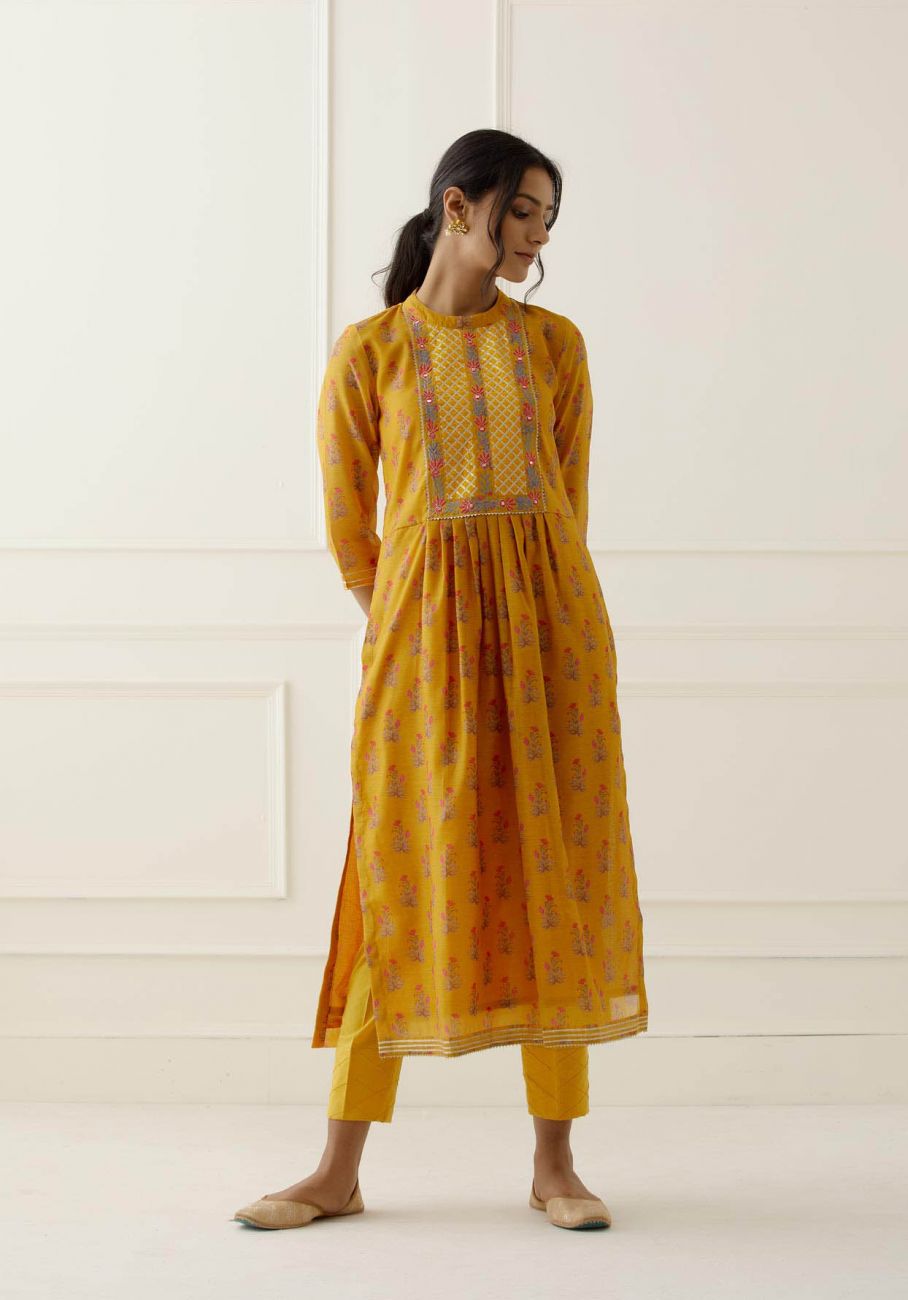 Mustard Embroidered Suit Set