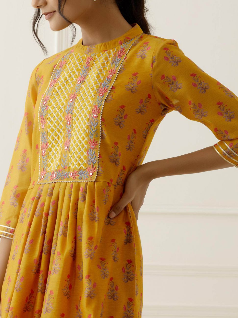 Mustard Embroidered Suit Set