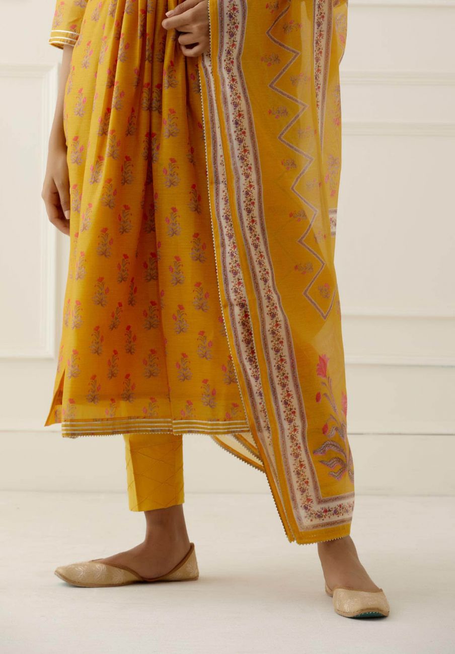 Mustard Embroidered Suit Set