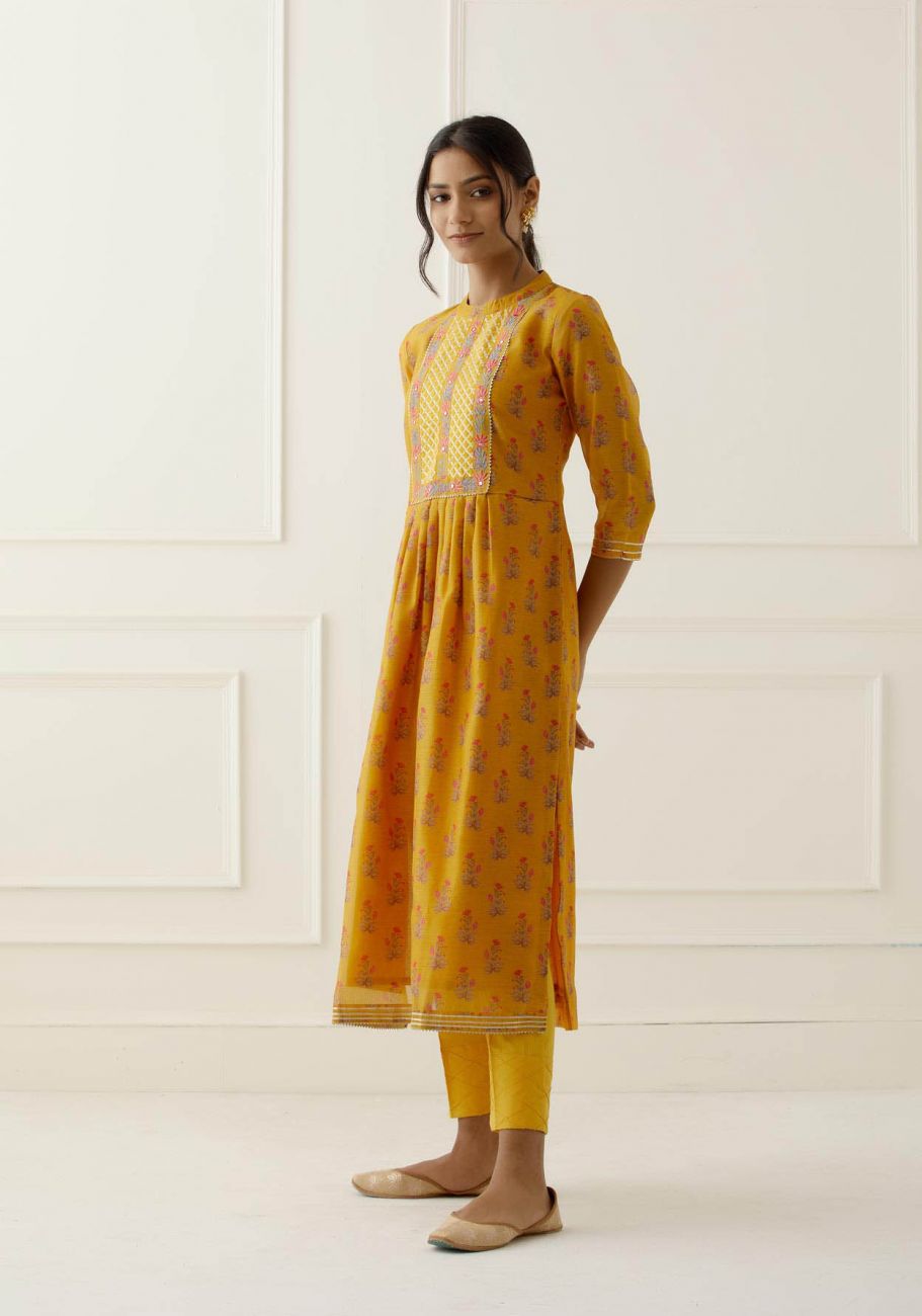 Mustard Embroidered Suit Set