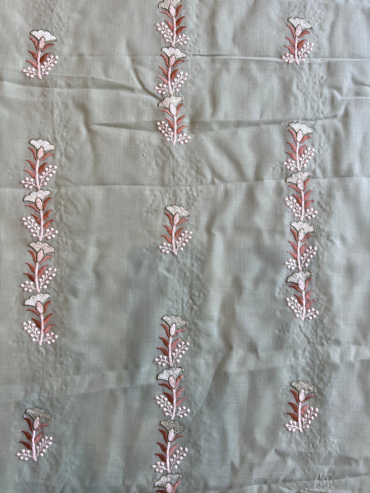 Light Green 2 by 2 Rubia Embroidered Fabric