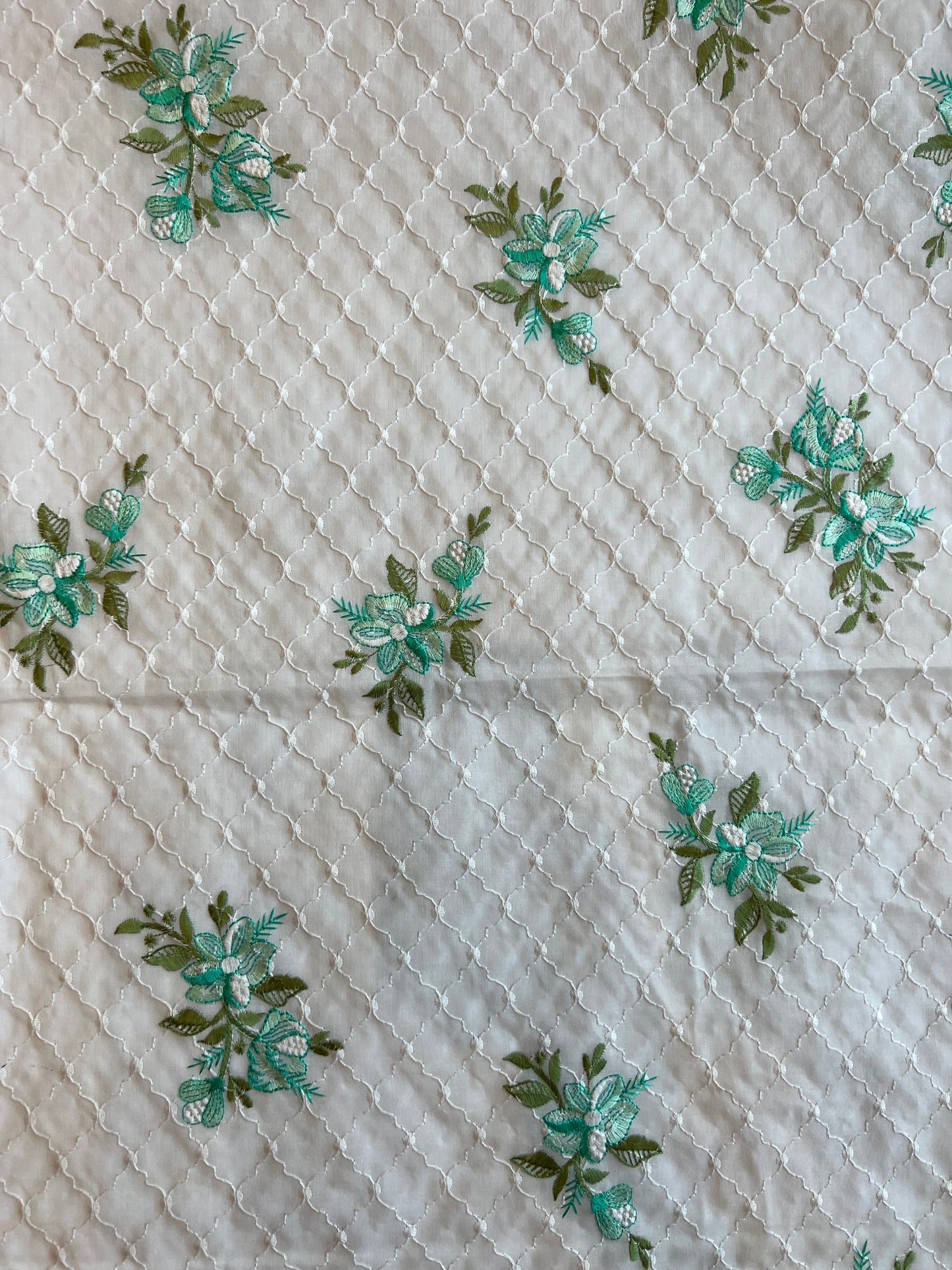 White Embroidered Cotton Voile Fabric