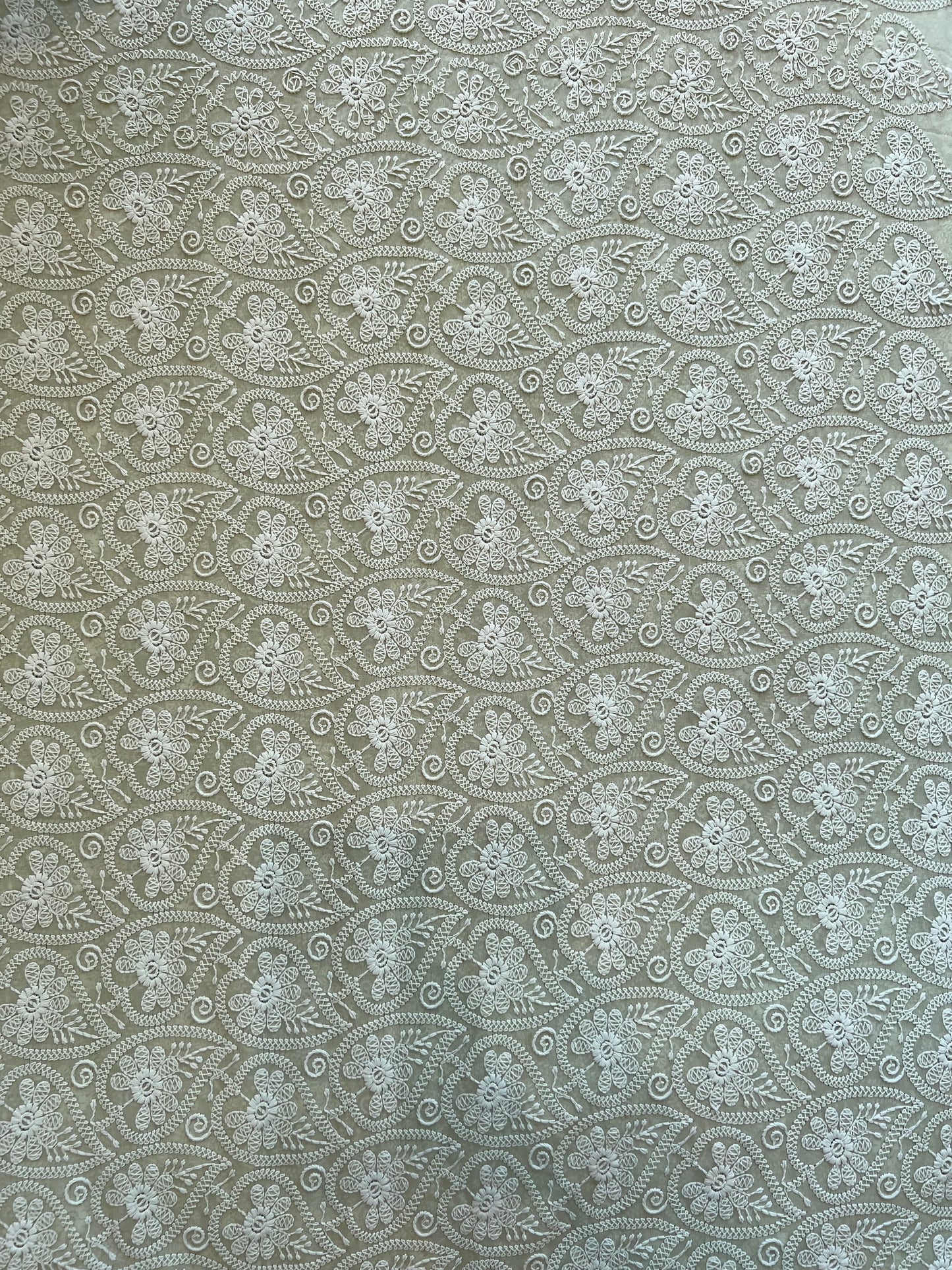 Mint Green Georgette Embroidered Fabric