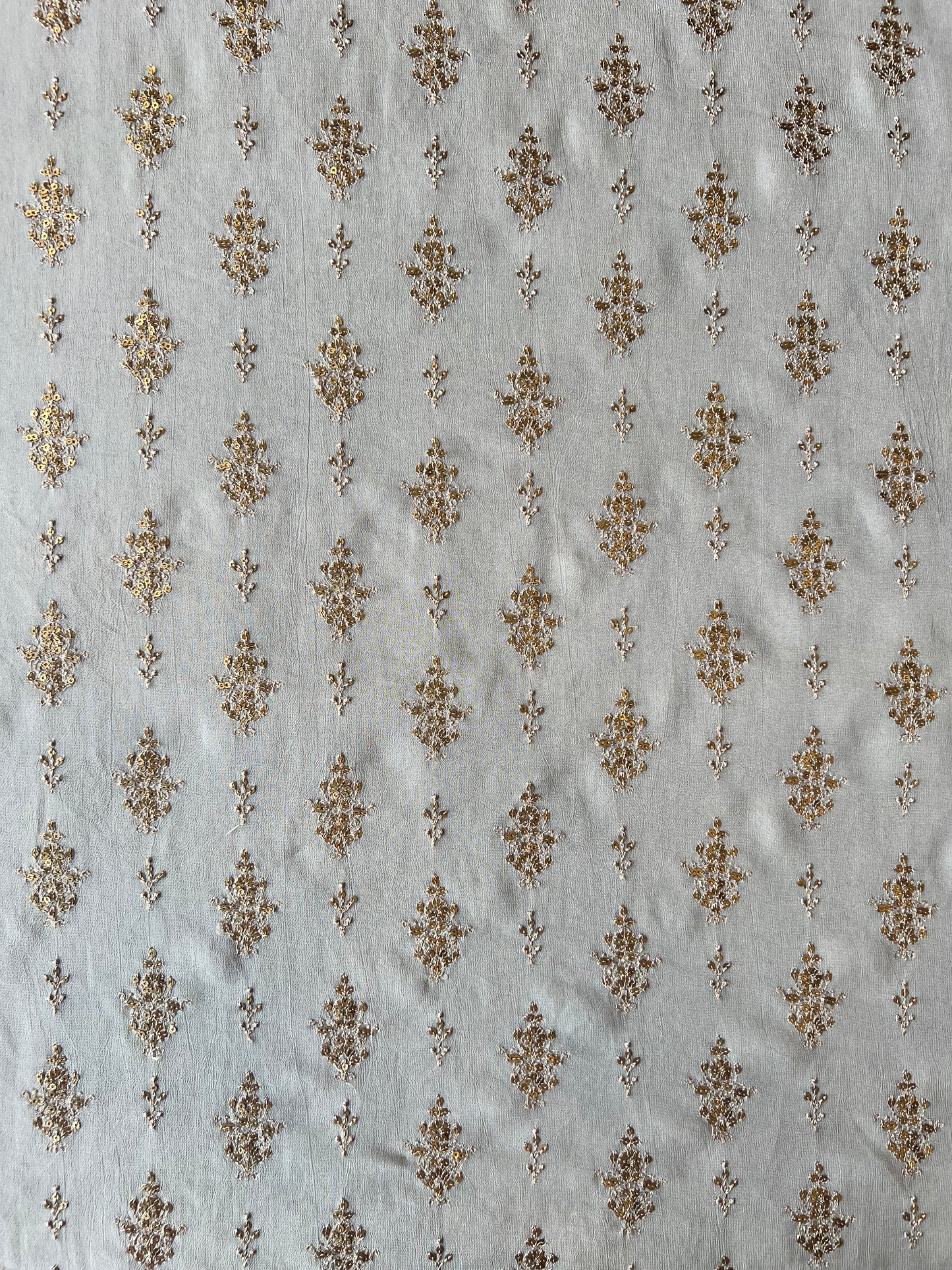 Grey Georgette Embroidered Fabric with Sequence Work