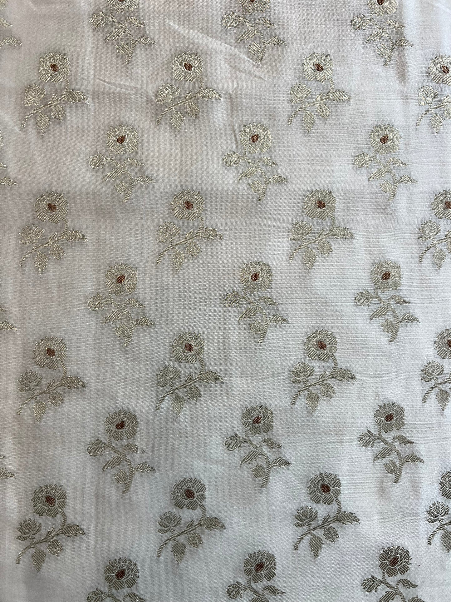 Off White Zari Buti Weaved Fabric