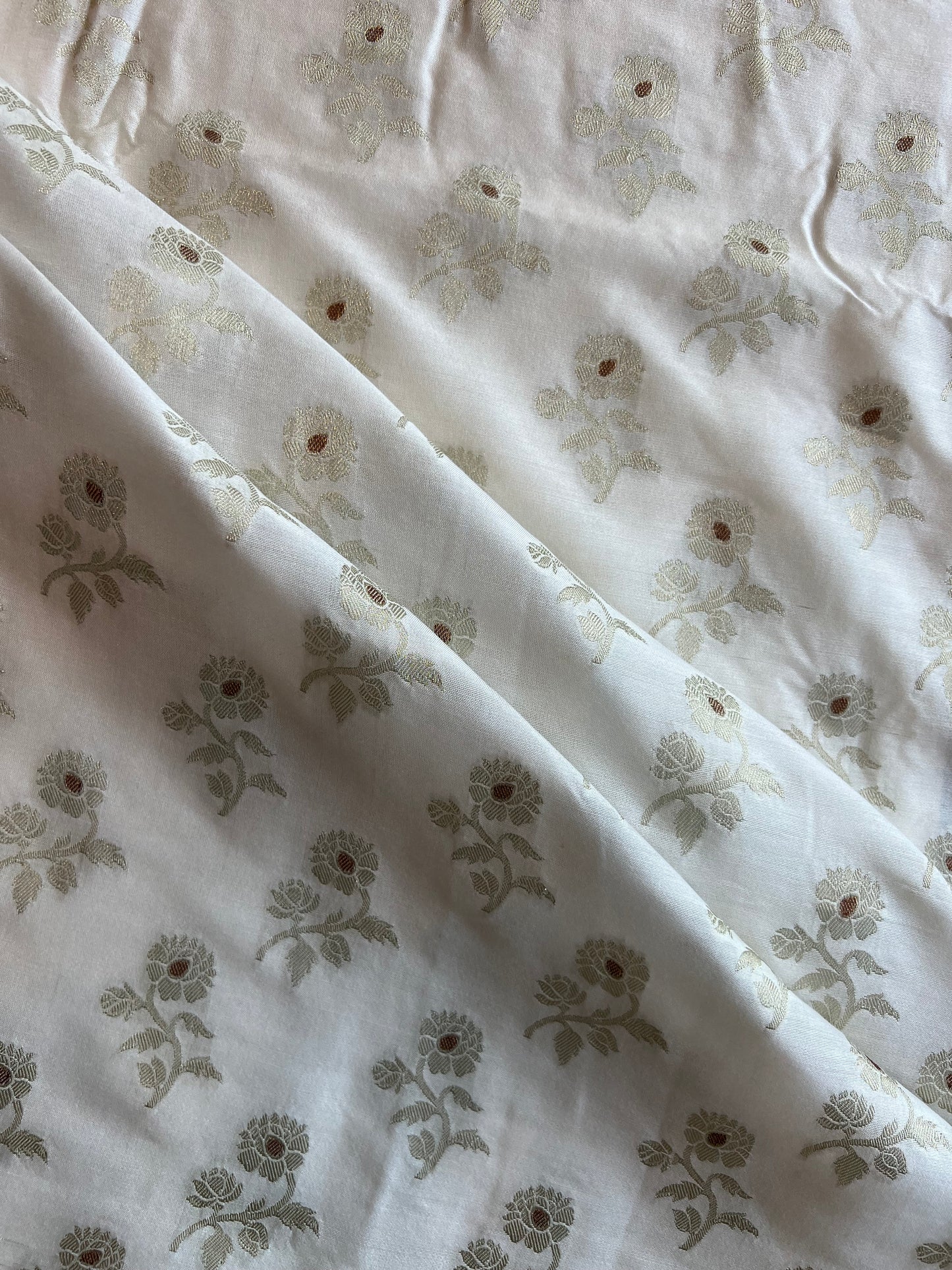 Off White Zari Buti Weaved Fabric