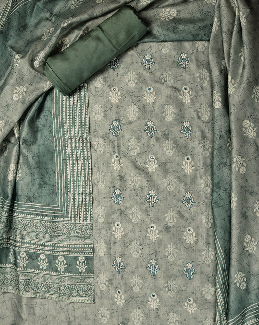 Chanderi Hand Embroidered Suit with Chanderi Printed Dupatta