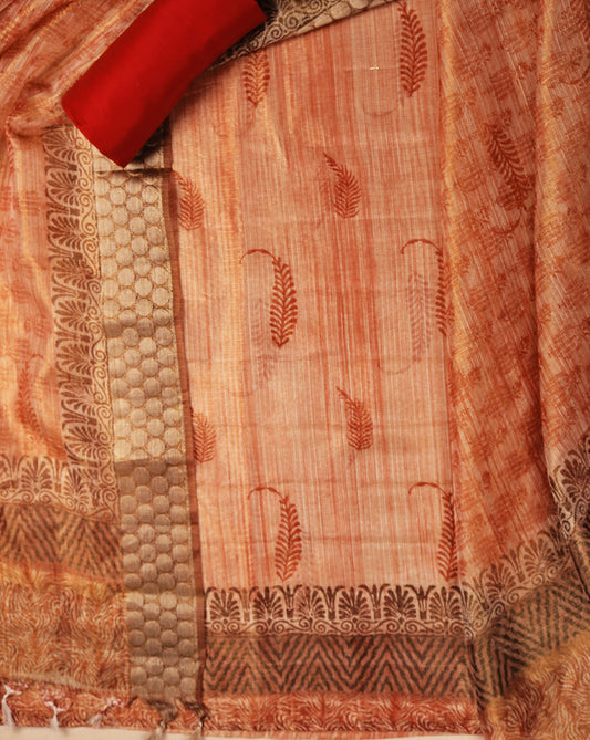 Kota Silk Hand Block Printed Suit with Kota Silk Zari Dupatta