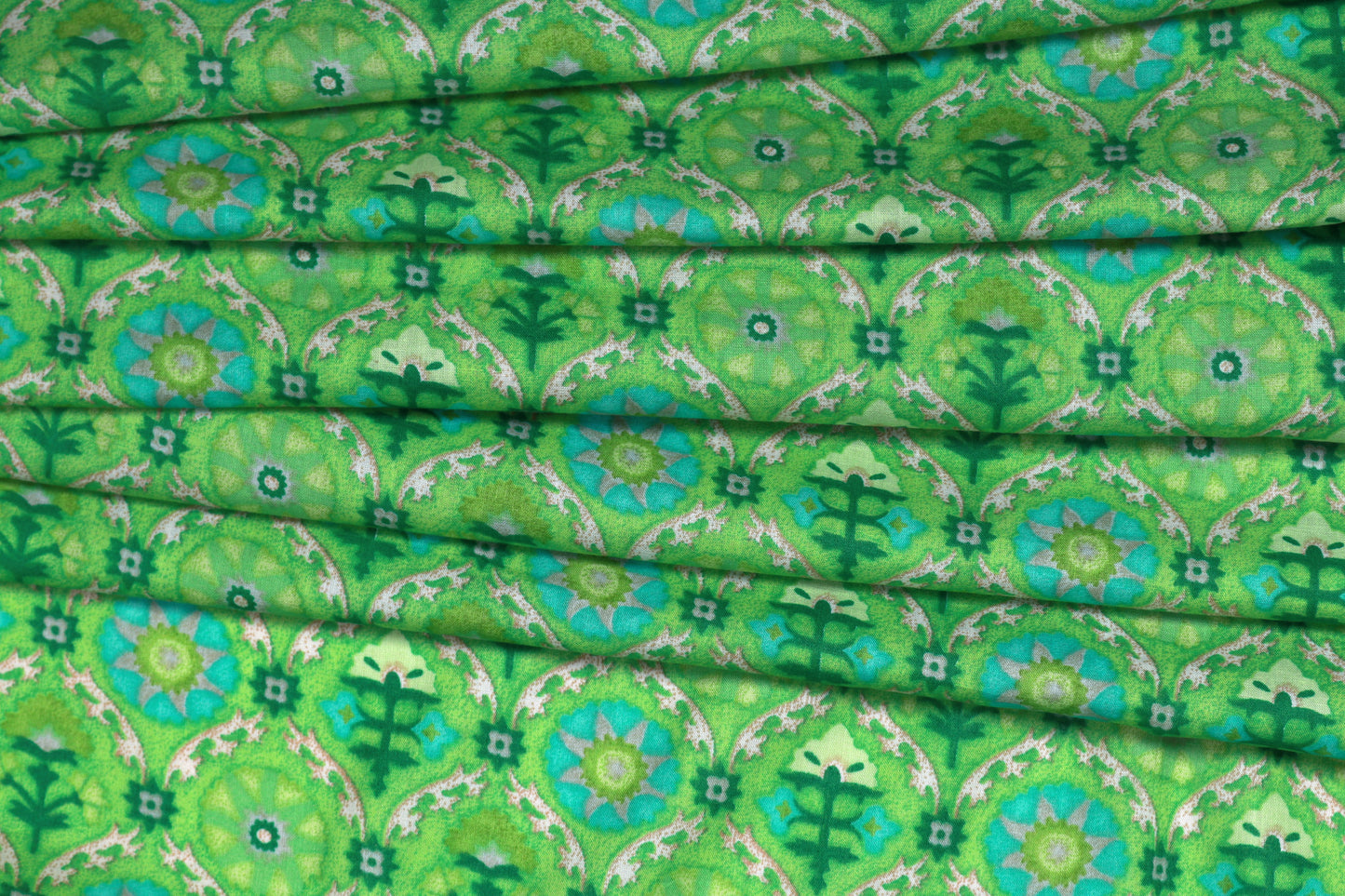 Green Cotton Printed Fabric