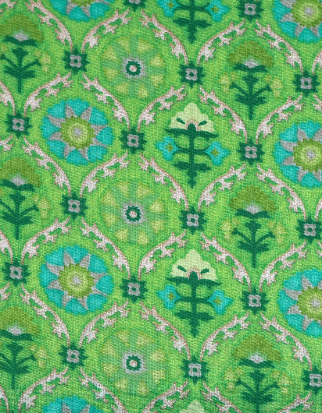 Green Cotton Printed Fabric